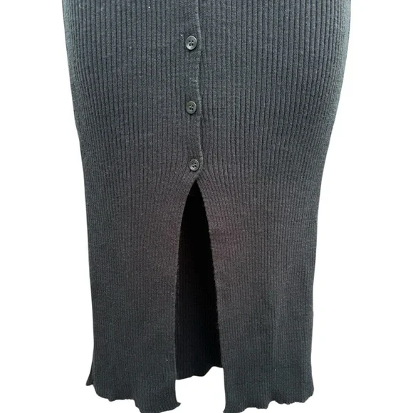Pretty Little Thing BLACK SOFT KNIT BUTTON THROUGH DRESS Size Small - Picture 3 of 7